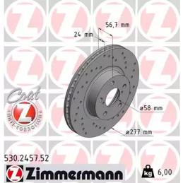 Stabdžių diskas  ZIMMERMANN 530.2457.52