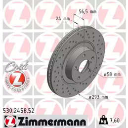 Stabdžių diskas  ZIMMERMANN 530.2458.52