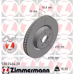 Stabdžių diskas  ZIMMERMANN 530.2464.20