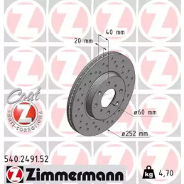 Stabdžių diskas  ZIMMERMANN 540.2491.52