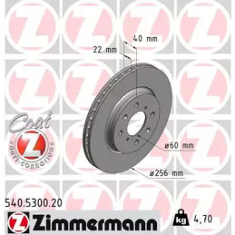 Stabdžių diskas  ZIMMERMANN 540.5300.20