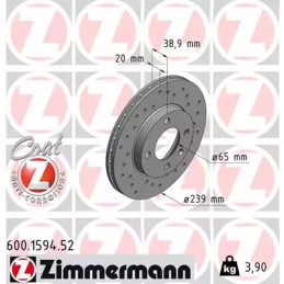 Stabdžių diskas  ZIMMERMANN 600.1594.52