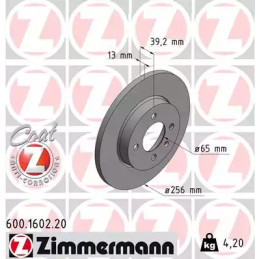 Stabdžių diskas  ZIMMERMANN 600.1602.20