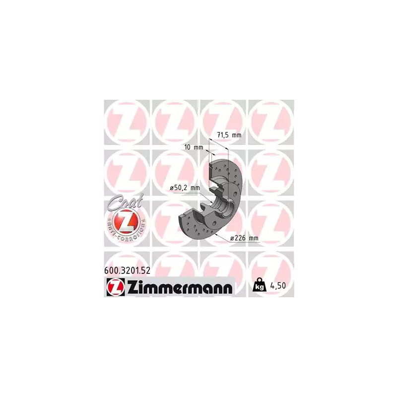 Stabdžių diskas  ZIMMERMANN 600.3201.52