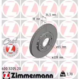 Stabdžių diskas  ZIMMERMANN 600.3205.20