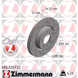 Stabdžių diskas  ZIMMERMANN 600.3207.52