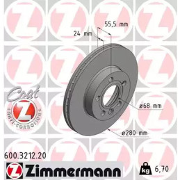 Stabdžių diskas  ZIMMERMANN 600.3212.20