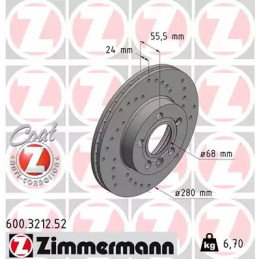 Stabdžių diskas  ZIMMERMANN 600.3212.52