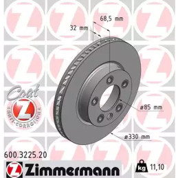 Stabdžių diskas  ZIMMERMANN 600.3225.20