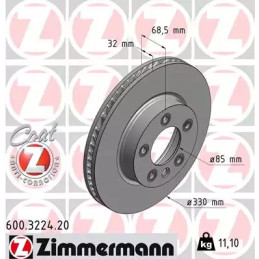 Stabdžių diskas  ZIMMERMANN 600.3224.20