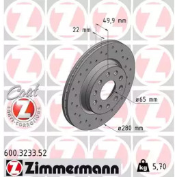 Stabdžių diskas  ZIMMERMANN 600.3233.52