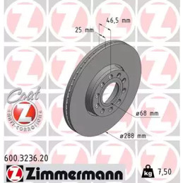 Stabdžių diskas  ZIMMERMANN 600.3236.20