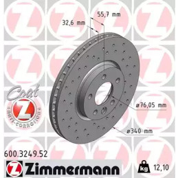 Stabdžių diskas  ZIMMERMANN 600.3249.52