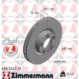 Stabdžių diskas  ZIMMERMANN 600.3247.20