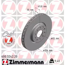 Stabdžių diskas  ZIMMERMANN 600.3242.20