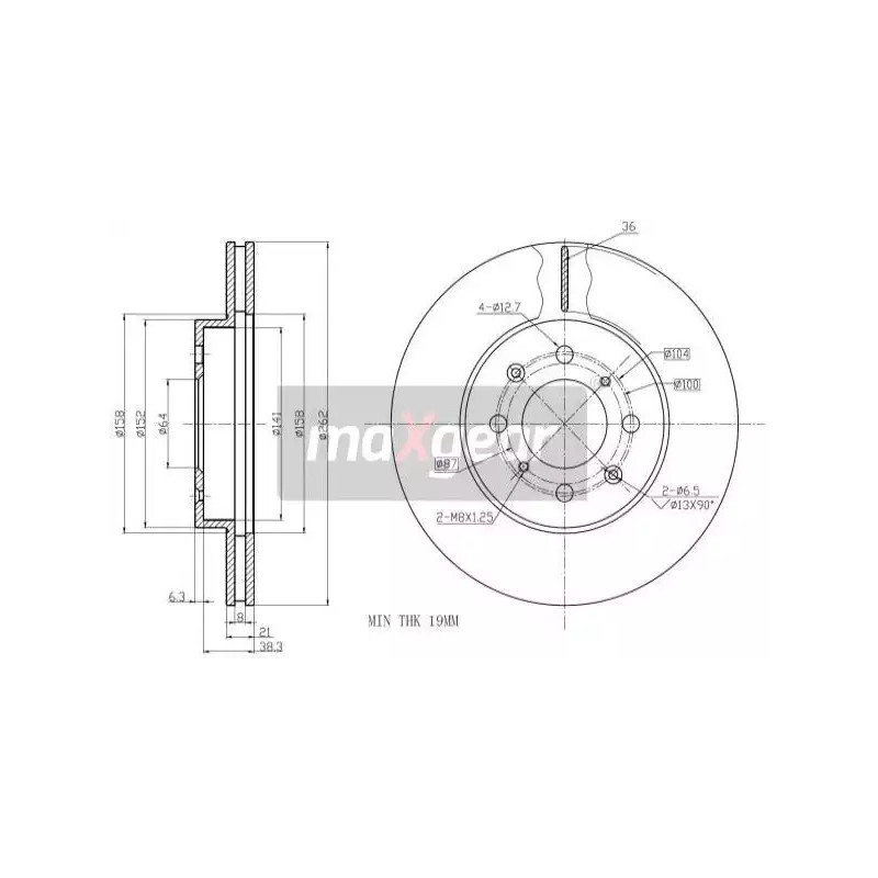 Stabdžių diskas MAXGEAR 19-0712