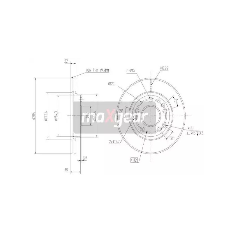 Stabdžių diskas MAXGEAR 19-0720
