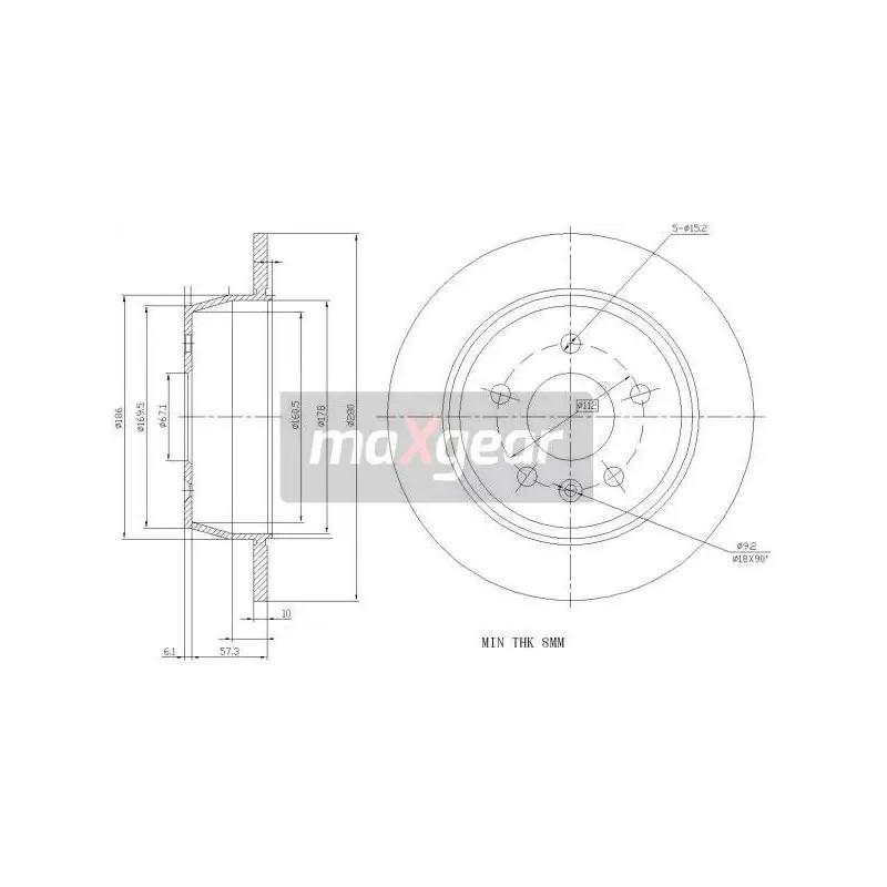 Stabdžių diskas MAXGEAR 19-0729