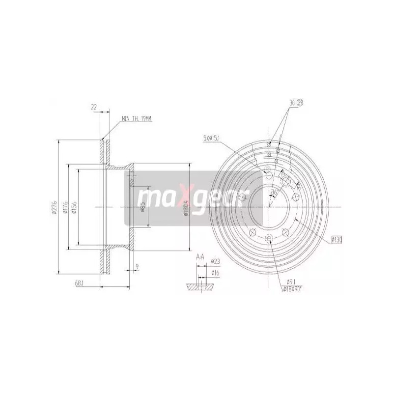 Stabdžių diskas MAXGEAR 19-0730