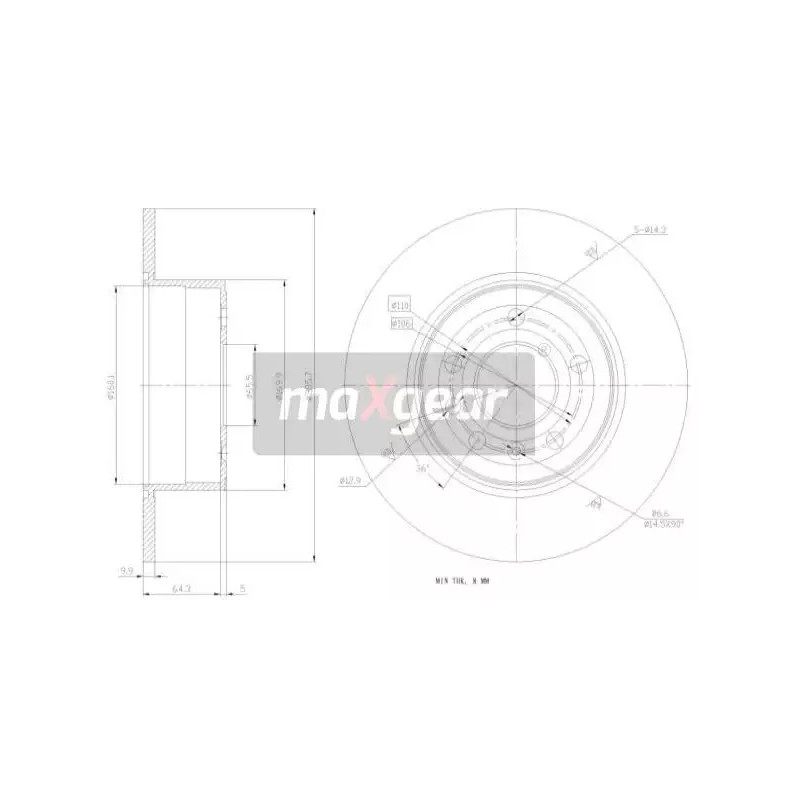 Stabdžių diskas MAXGEAR 19-0745