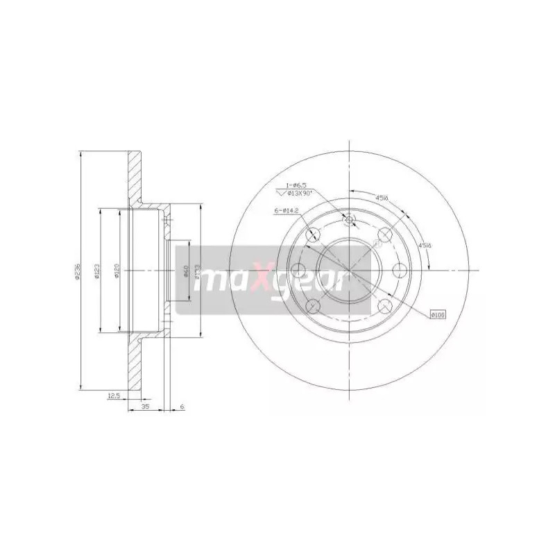 Stabdžių diskas MAXGEAR 19-0744