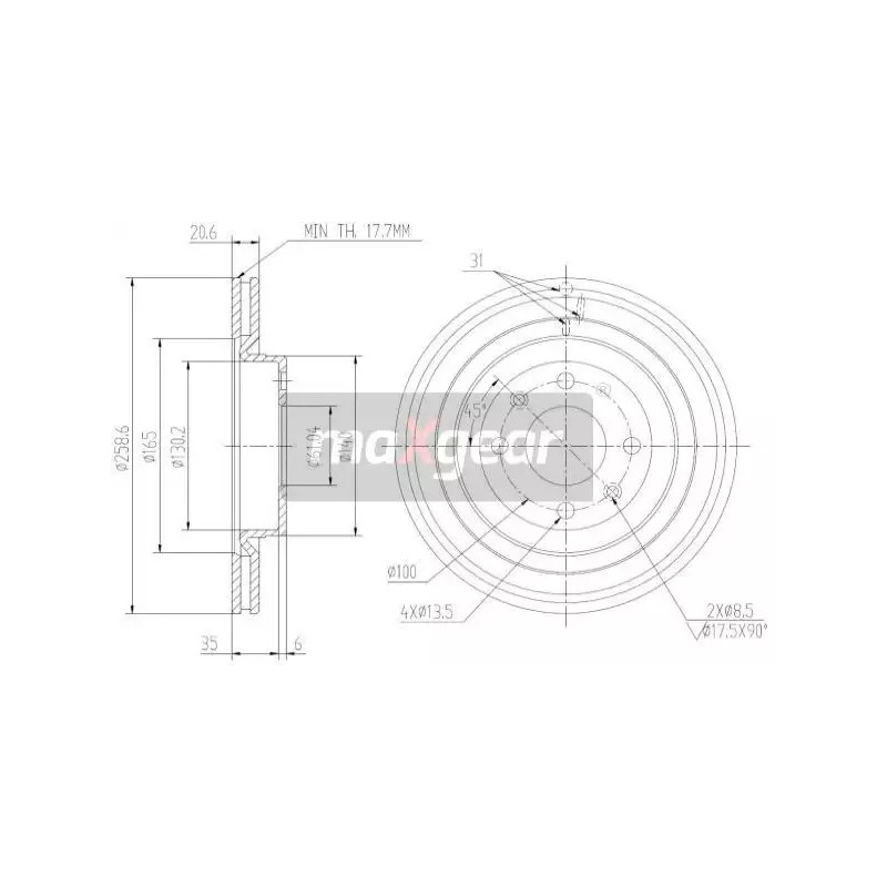 Stabdžių diskas MAXGEAR 19-0796MAX