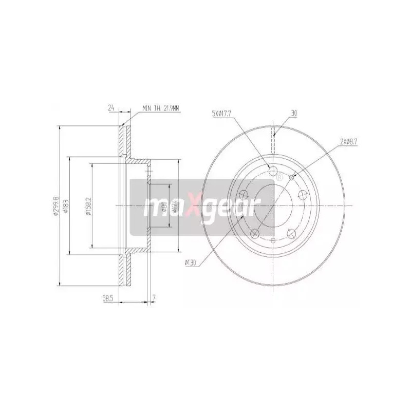 Stabdžių diskas  MAXGEAR 19-0799MAX