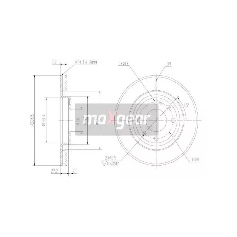 Stabdžių diskas MAXGEAR 19-0806
