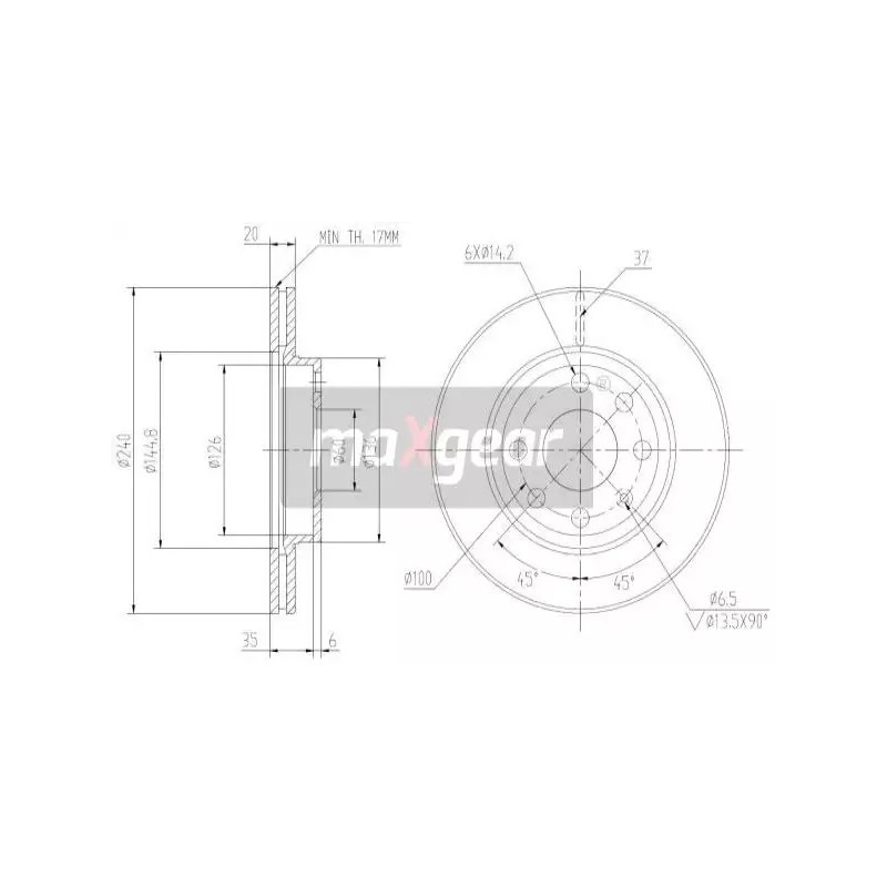 Stabdžių diskas MAXGEAR 19-0805