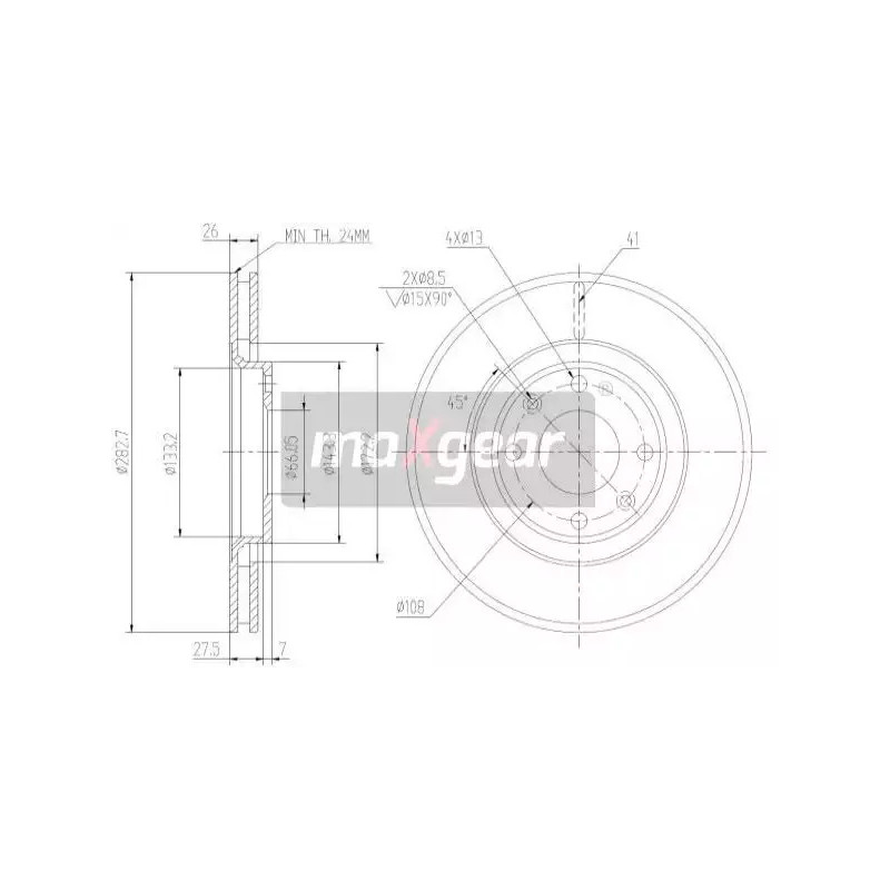 Stabdžių diskas MAXGEAR 19-0807
