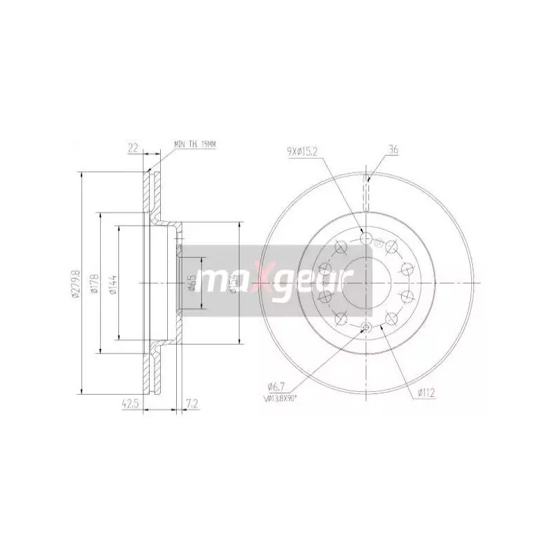 Stabdžių diskas MAXGEAR 19-0820