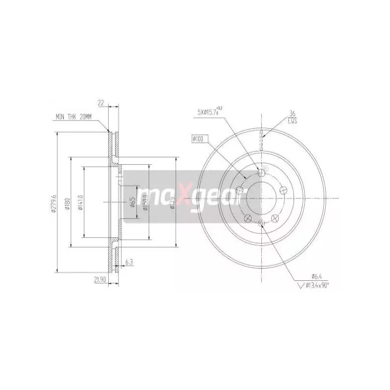 Stabdžių diskas MAXGEAR 19-0976