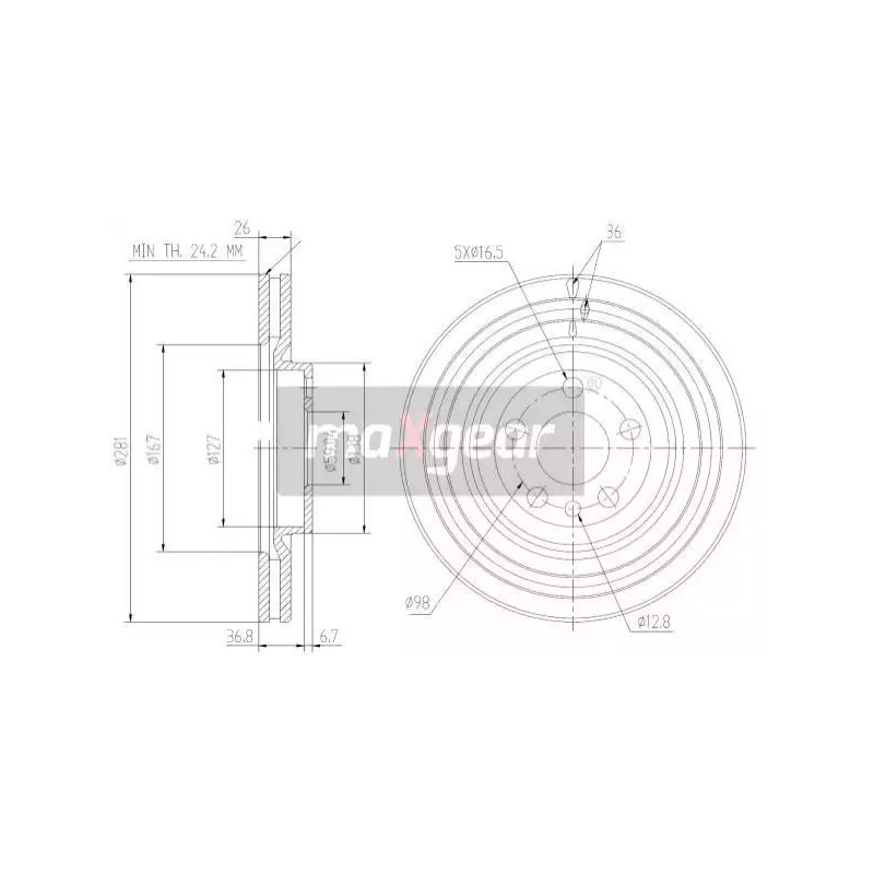 Stabdžių diskas MAXGEAR 19-1026