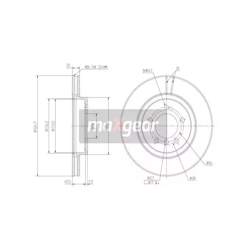 Stabdžių diskas MAXGEAR 19-1033
