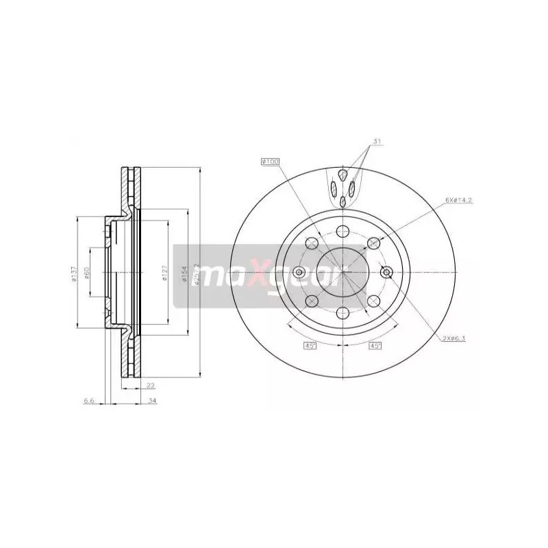 Stabdžių diskas MAXGEAR 19-1063MAX
