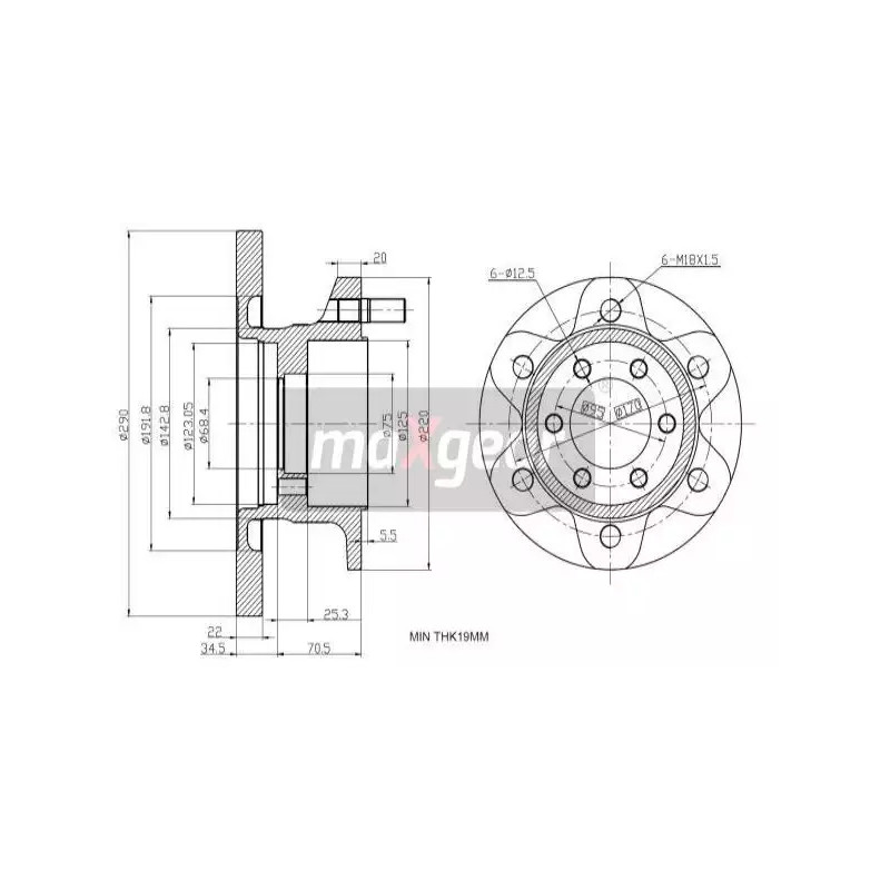 Stabdžių diskas MAXGEAR 19-1164