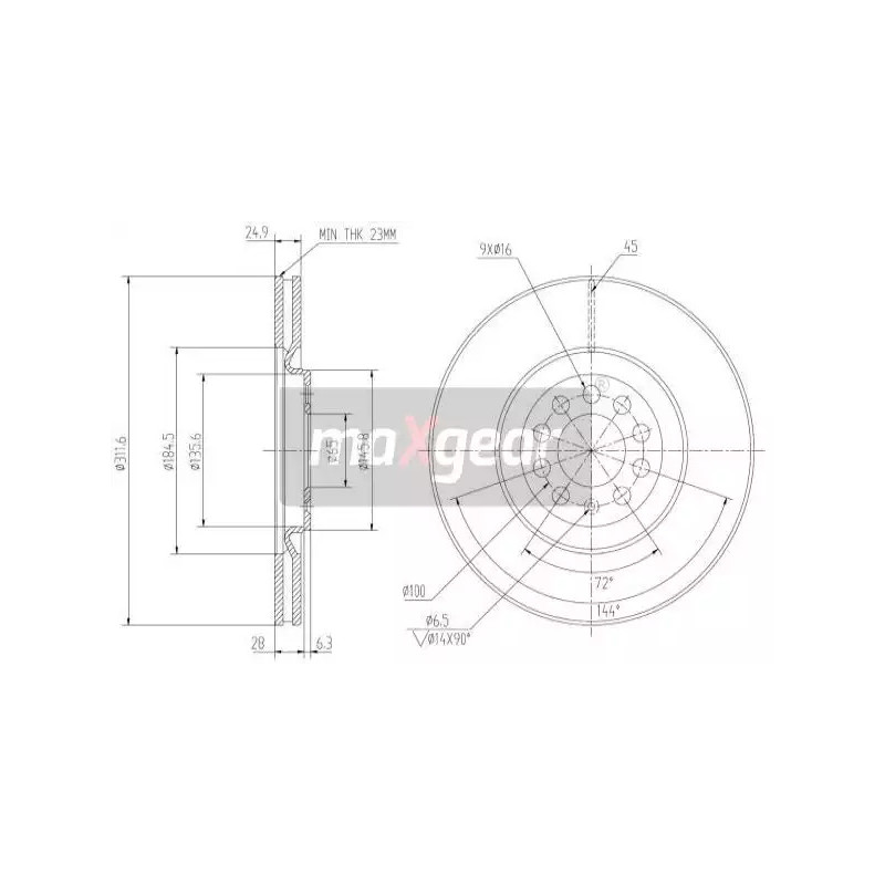 Stabdžių diskas MAXGEAR 19-0974