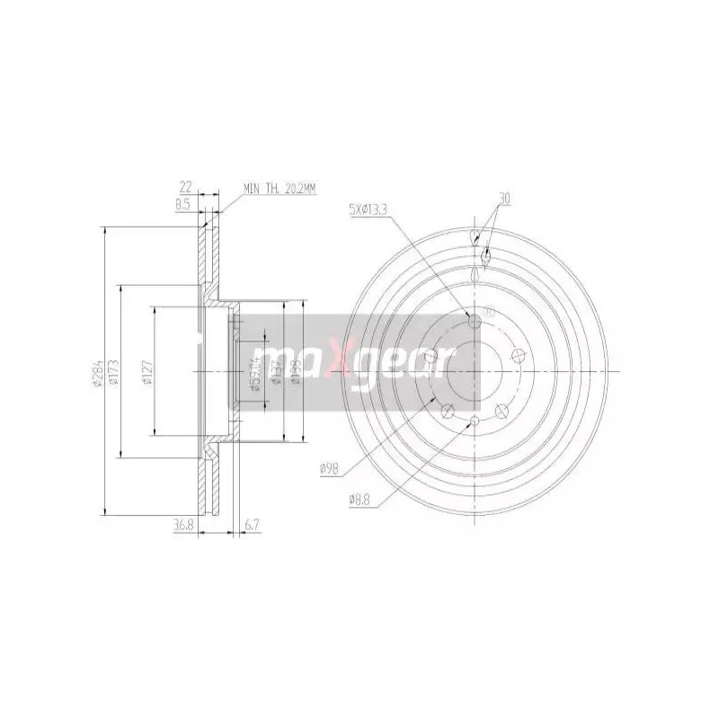 Stabdžių diskas MAXGEAR 19-0995