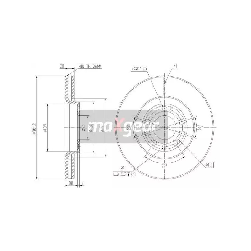 Stabdžių diskas MAXGEAR 19-1832