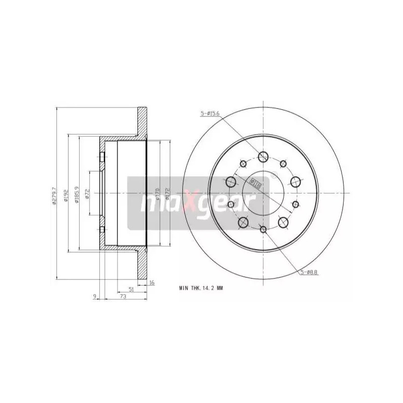 Stabdžių diskas MAXGEAR 19-1876