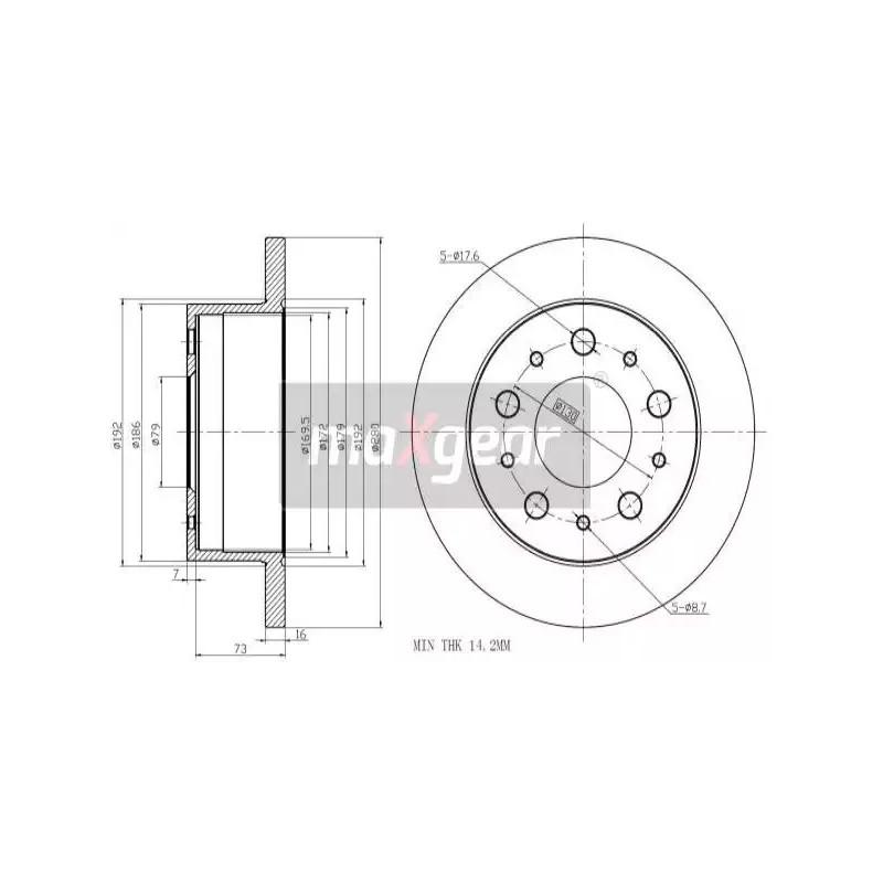 Stabdžių diskas  MAXGEAR 19-1944MAX