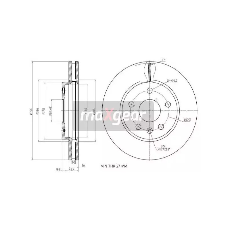 Stabdžių diskas  MAXGEAR 19-1935