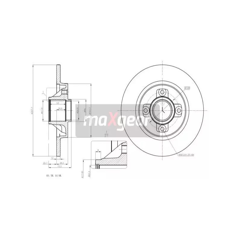 Stabdžių diskas  MAXGEAR 19-1963