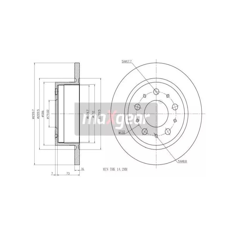 Stabdžių diskas  MAXGEAR 19-2008