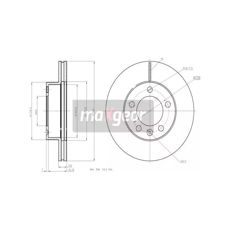 Stabdžių diskas  MAXGEAR 19-2009
