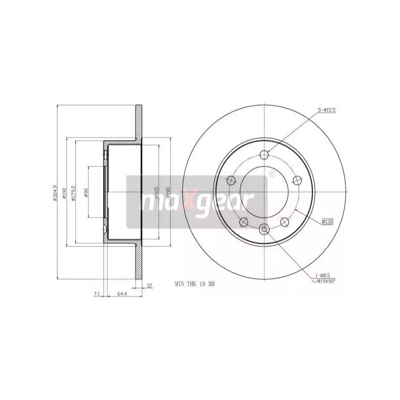 Stabdžių diskas  MAXGEAR 19-2010