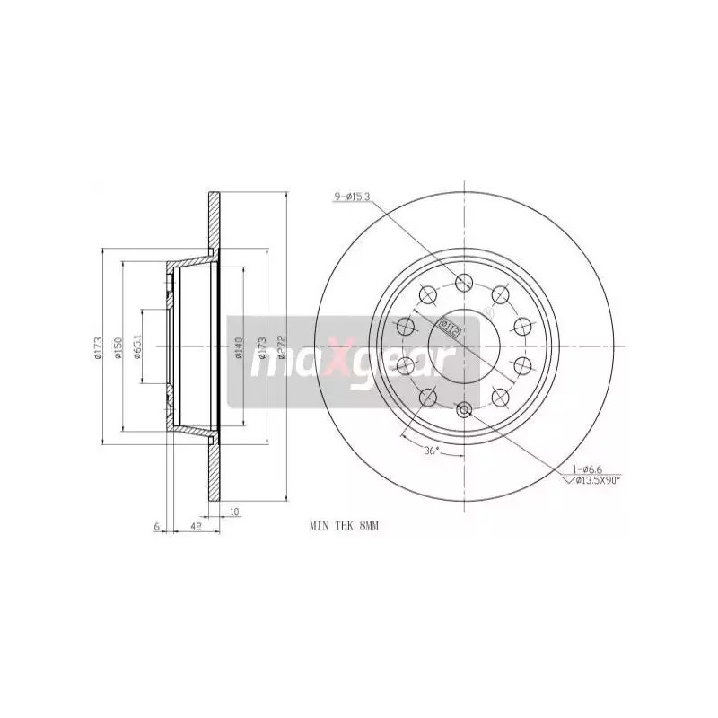 Stabdžių diskas  MAXGEAR 19-2018