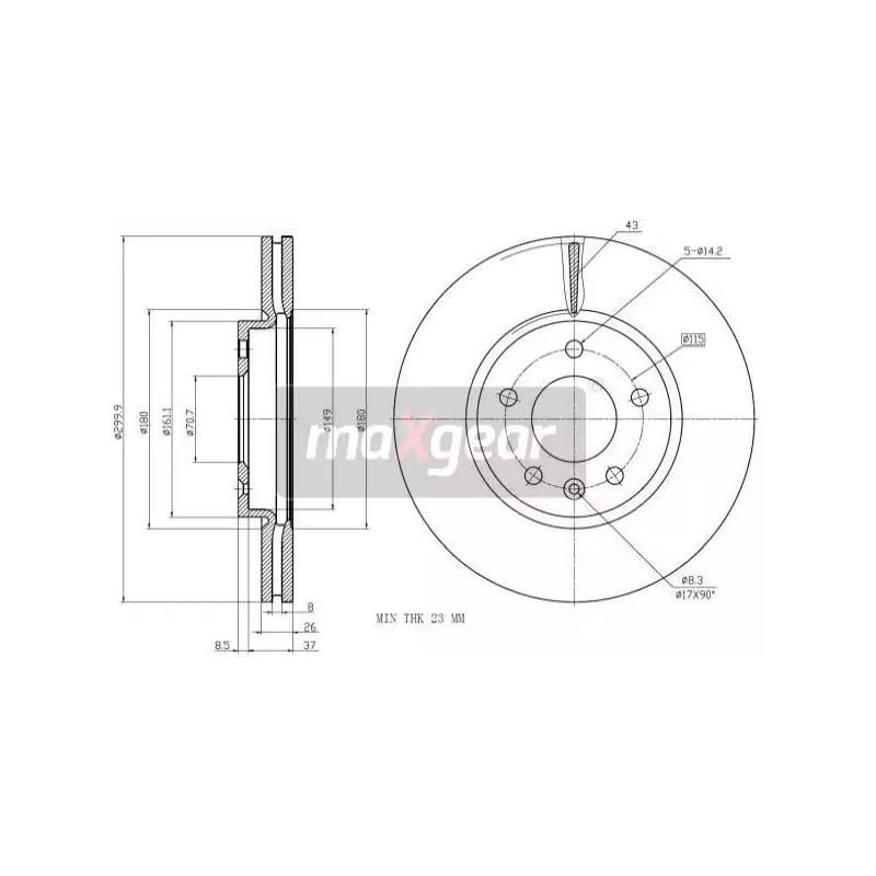 Stabdžių diskas  MAXGEAR 19-2332