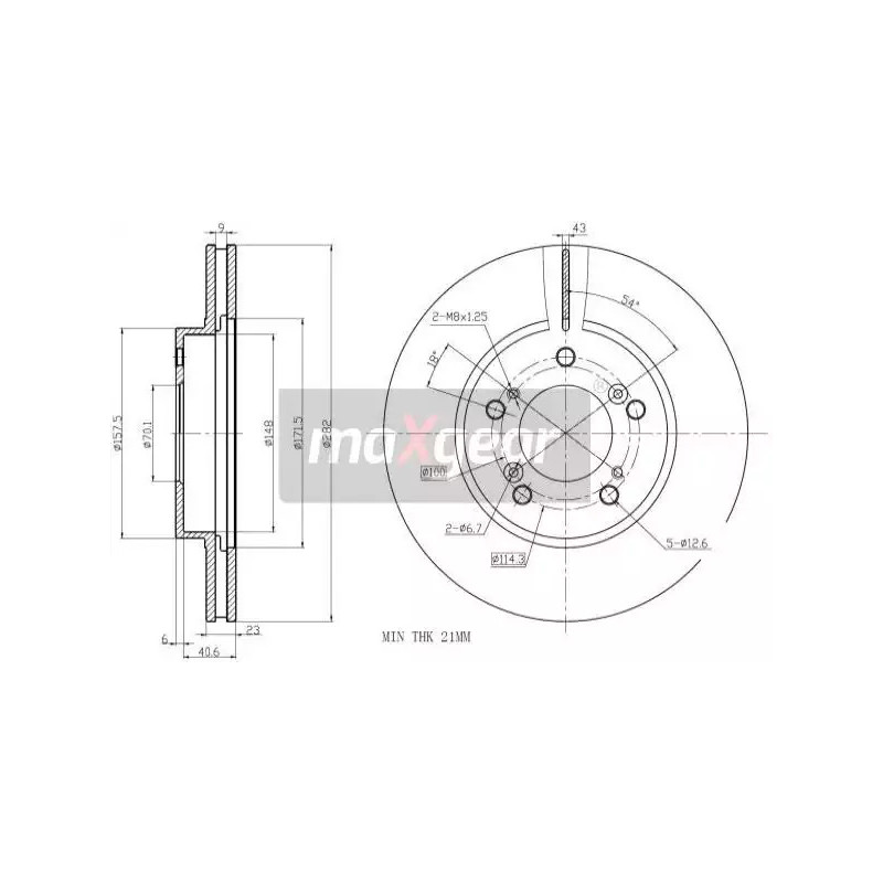 Stabdžių diskas  MAXGEAR 19-2554