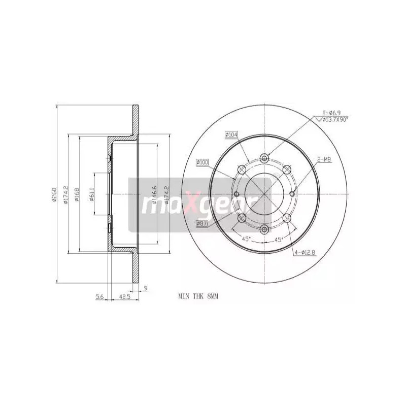 Stabdžių diskas  MAXGEAR 19-3189